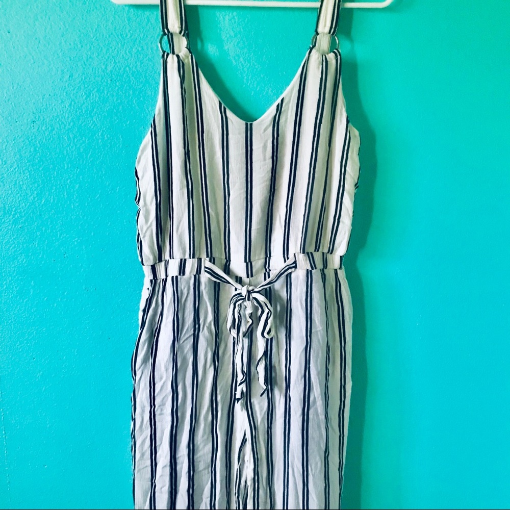 Black and white striped jumpsuit